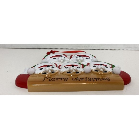 Fox Family of 5 Christmas Ornament Ready to Personalize - Picture 3 of 3